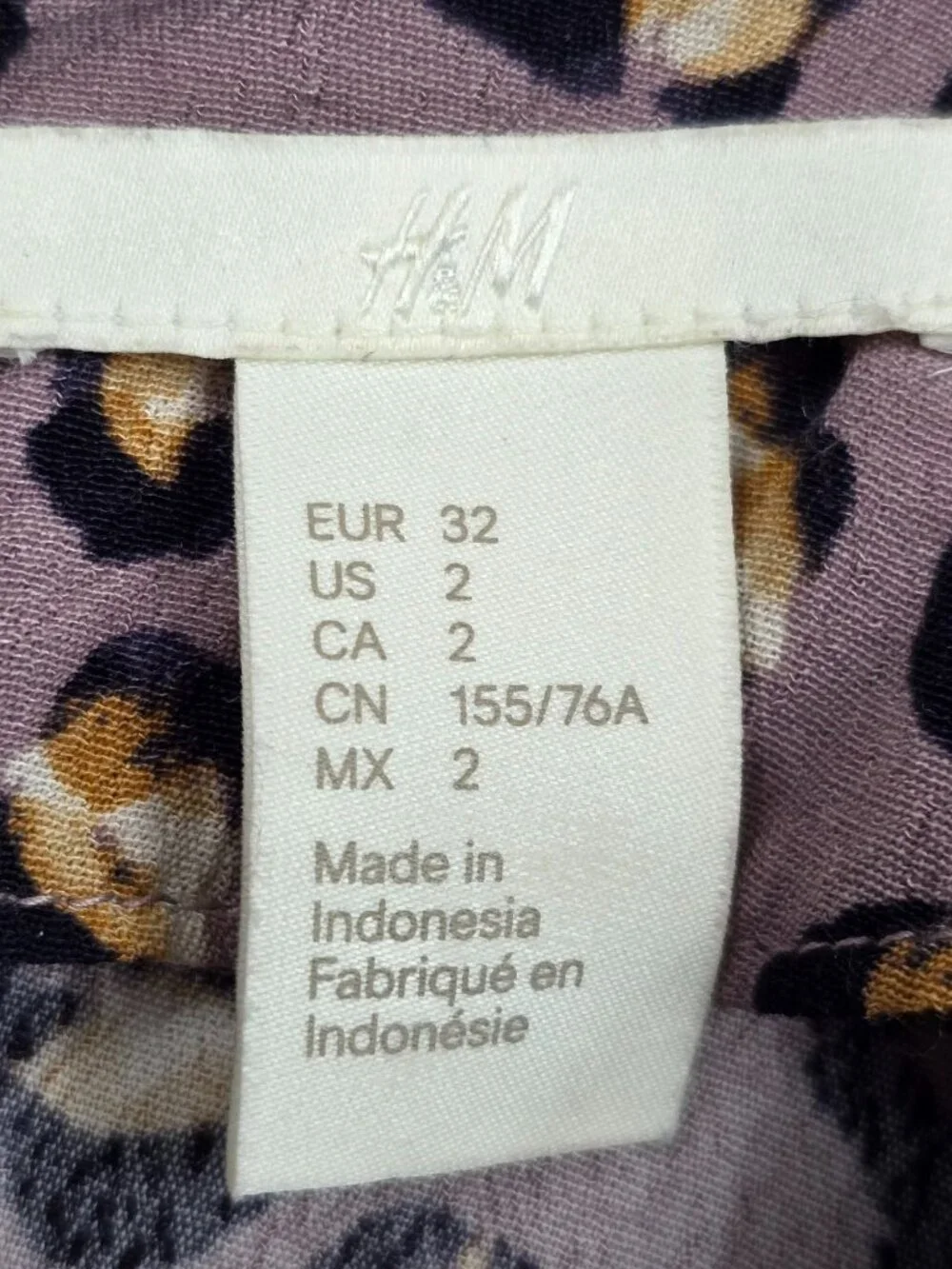 H&M Leopard Print Long Sleeve Mini Dress Size 2 - Picture 2 of 4